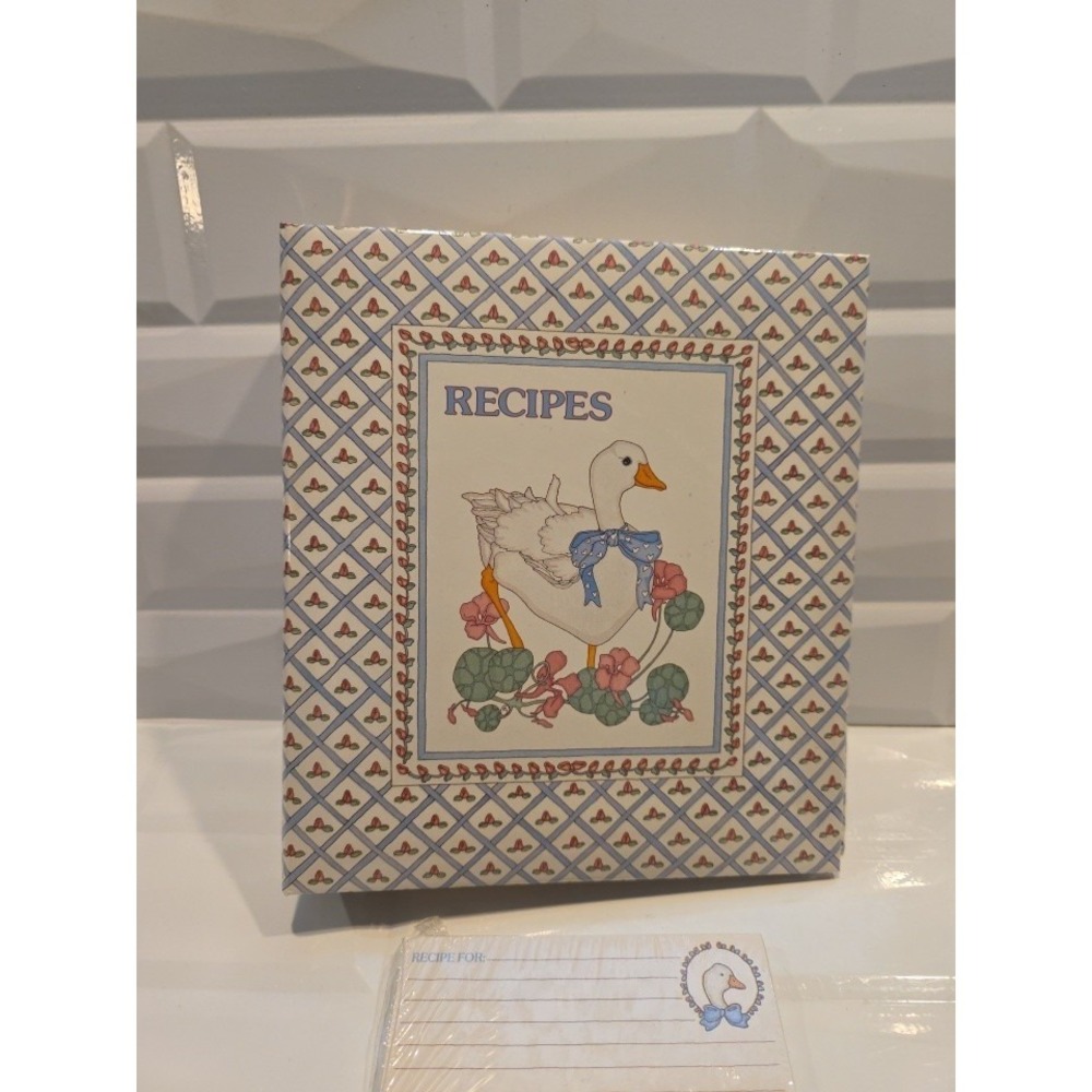 3 Ring Vtg Eliza Duck Recipe Binder & Recipe Cards Country Kitchen Cottage Core
